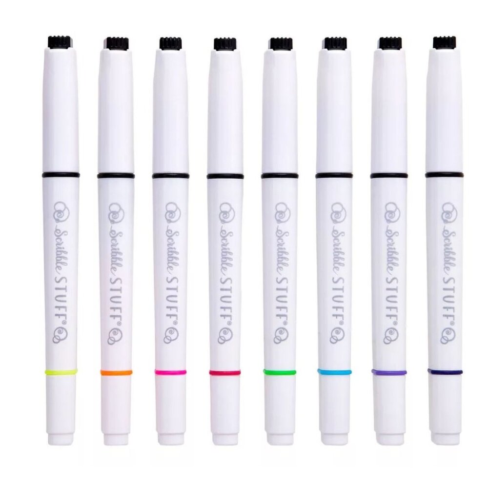 Scribble Stuff 8-Pack Double-Ended Felt Pens & Highlighters Bleed or Smear Resis - Picture 7 of 9